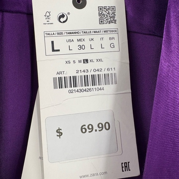 NWT Zara Vibrant Purple Satin Wrap Dress size Large - Picture 5 of 8